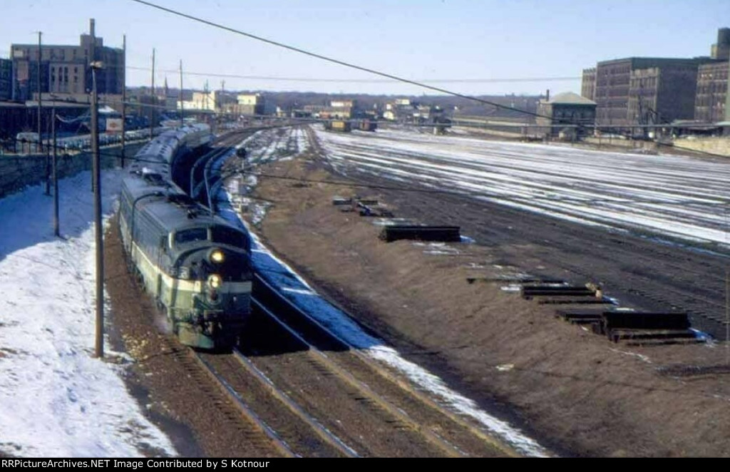 NP pass train Mpls depot 1967.
